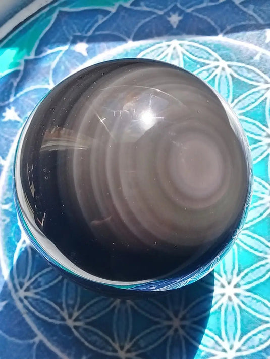 Sphère Obsidienne Œil céleste Grade A ++++ Diamètre 7,7cm Sphère Obsidienne Œil céleste
