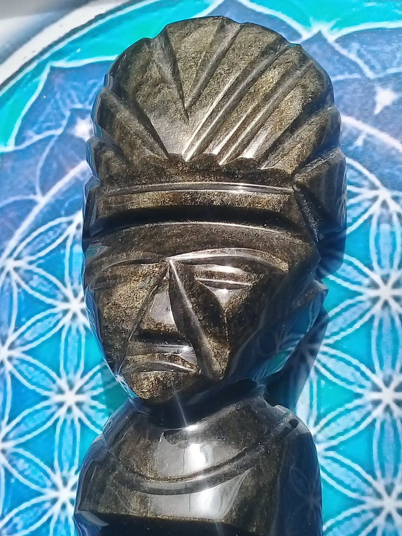 Chargez l&#39;image dans la visionneuse de la galerie, Statuette Inca En Obsidienne Dorée Grade A ++++ Statuette Inca En Obsidienne Dorée Grade A ++++ Dans la besace du p&#39;tit Poucet...   
