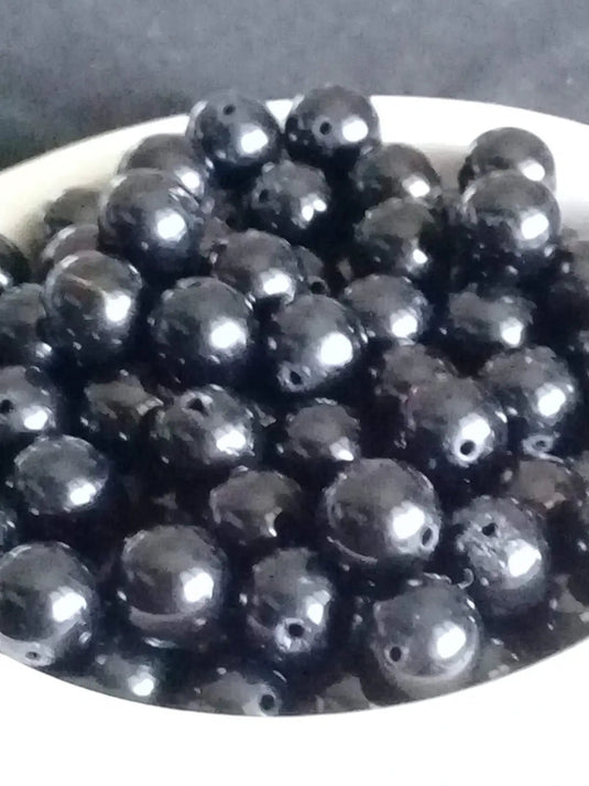 Tourmaline noire du Brésil Perle Grade A++++ Prix perle à l’unité Diam 8mm Tourmaline noire Schörl du Brésil perle