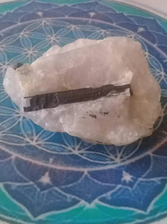 Tourmaline noire Schörl sur matrice de quartz Grade A ++++ Tourmaline noire Schörl sur matrice de quartz