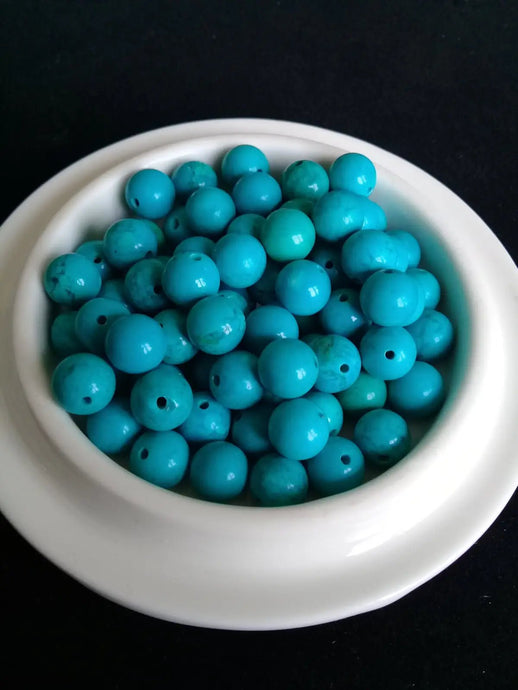 Turquoise VERITABLE du Tibet perle Grade A++++ Prix perle à l’unité Diamètre 8mm Turquoise du Tibet perles 8mm