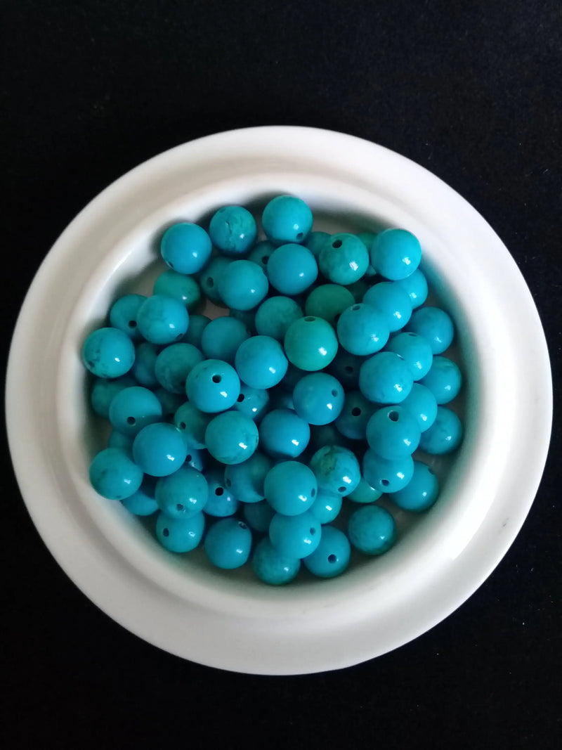 Cargue la imagen en el visor de la galería, Turquoise VERITABLE du Tibet perle Grade A++++ Prix perle à l’unité Turquoise du Tibet perles 8mm Dans la besace du p&#39;tit Poucet   
