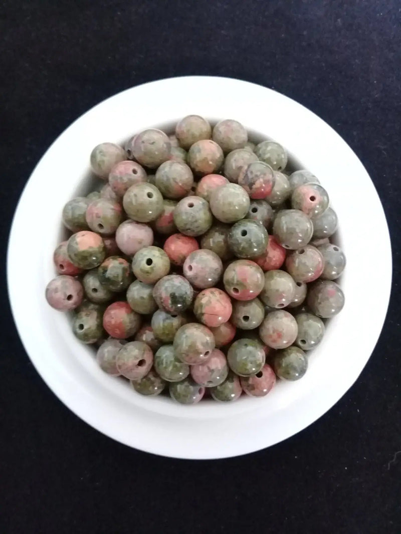 Load image into Gallery viewer, Unakite du Pakistan perle Grade A++++ Prix perle à l’unité Diamètre 8mm Unakite du Pakistan perles 8mm
